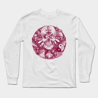 Burgundy Skull Circle of Humanity Long Sleeve T-Shirt